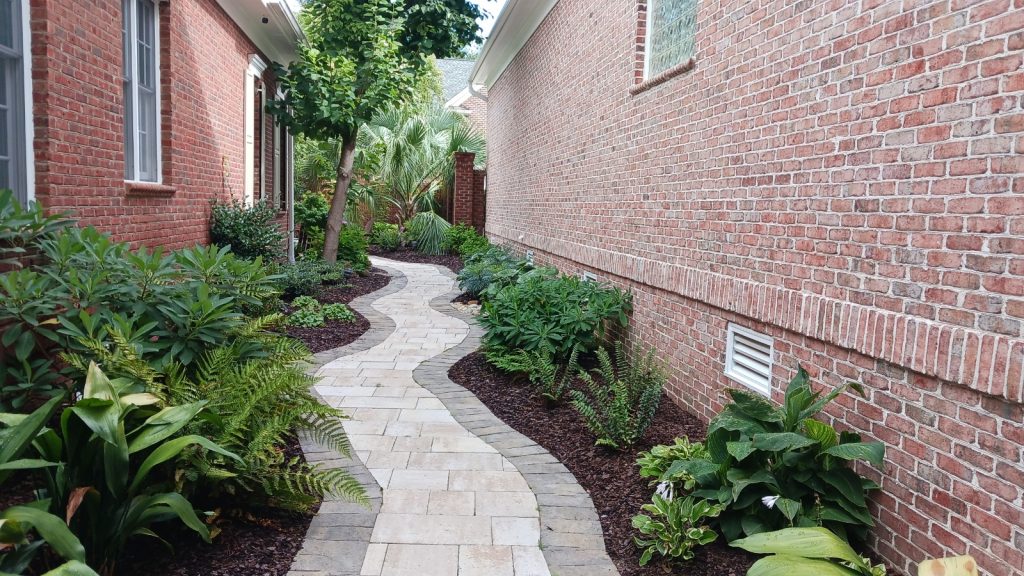 This image has an empty alt attribute; its file name is Walkway-with-plants.jpeg